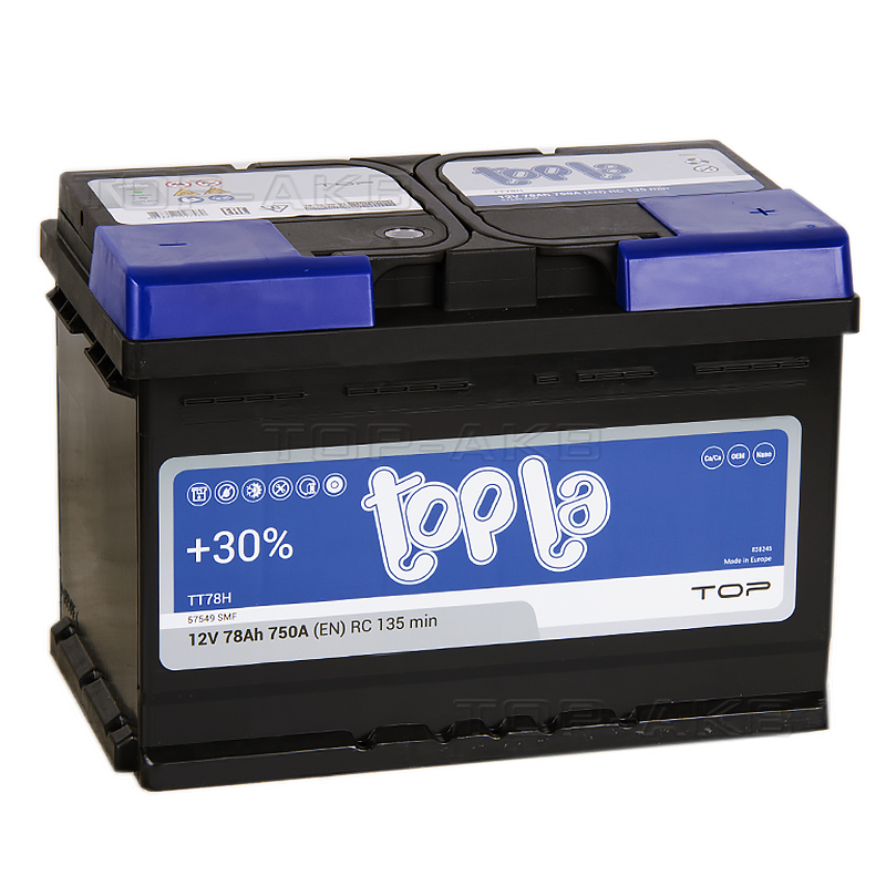 Аккумулятор автомобильный TOPLA TOP 78 Ач о.п. 750A