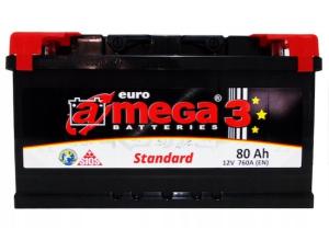 Аккумулятор автомобильный A-mega Standart 80Ah 760A ОП
