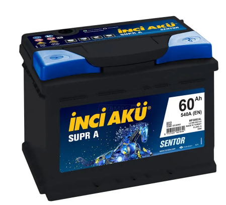 Аккумулятор автомобильный INCI AKU Supr A 60RS (низкий) 540 А обр. пол. 60 Ач (LB2 060 054 013)